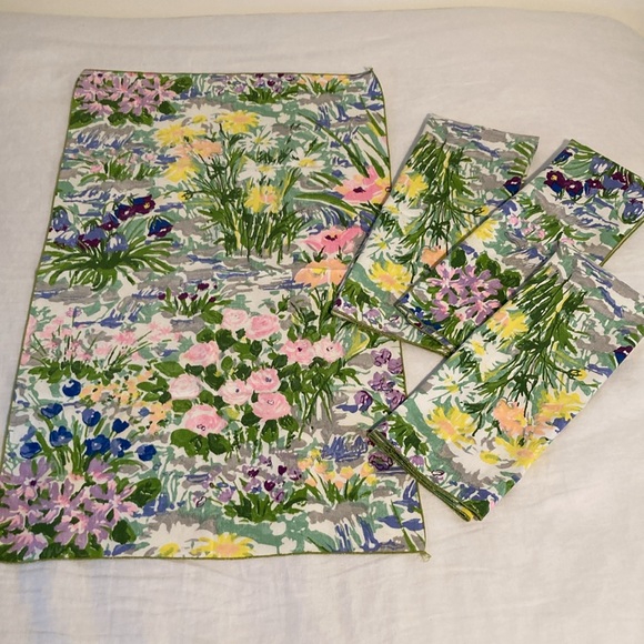 Set of four guests towels spring floral retro vintage - Picture 3 of 14